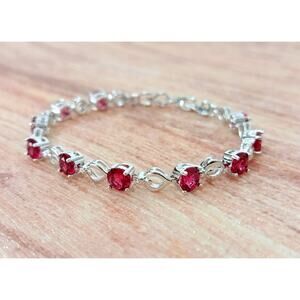 Golden Time Rhodium Plated Bracelet with red stones New